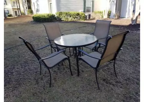 40 " Glass"top patio table, 4 Comfortable Chairs